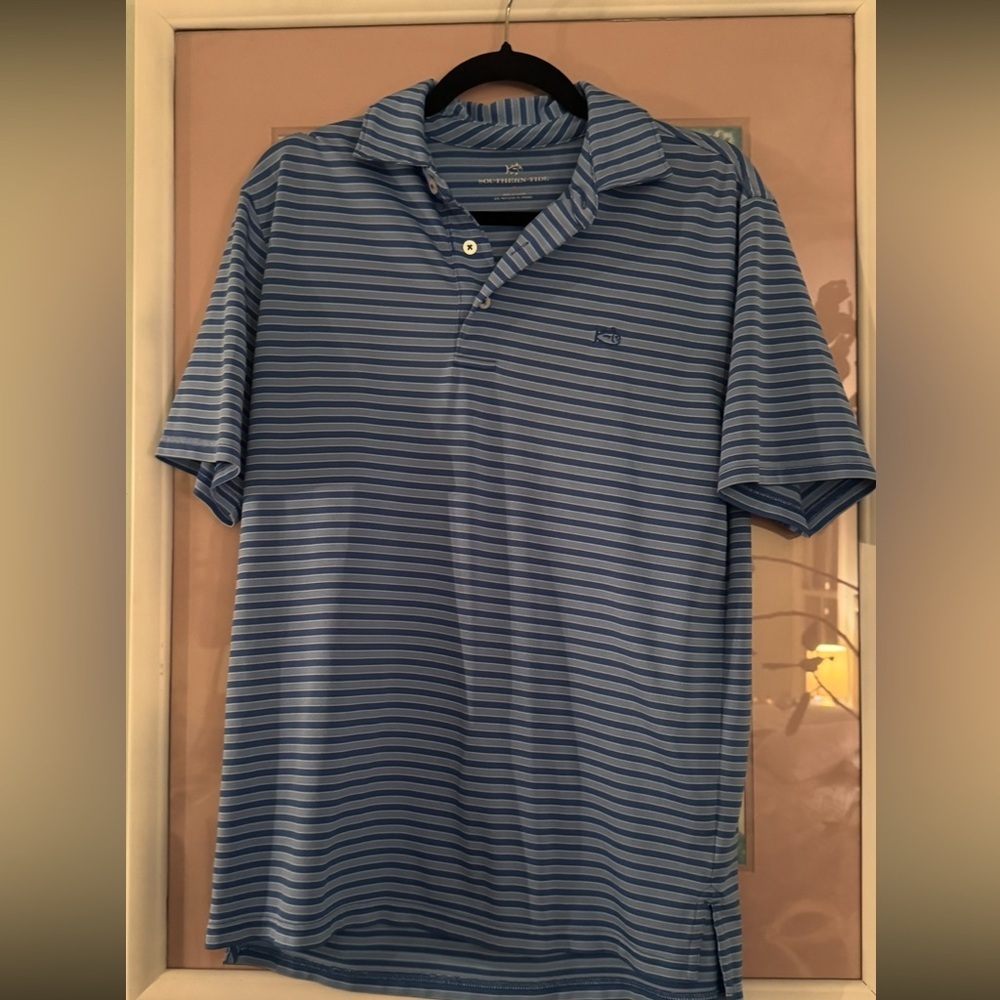 Southern Tide Navy Striped Polo Shirt